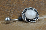 Short Belly Ring - Quartz Belly Button Ring - Gift For Teens - Gift under 15