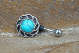 Short Belly Ring - Turquoise Belly Button Ring - Gift For Teens - Gift under 15