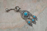 Turquoise Dream Catcher Belly Button Ring - Gift For Teens - Gift under 15