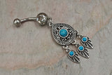 Turquoise Dream Catcher Belly Button Ring - Gift For Teens - Gift under 15