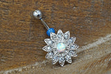 Opal Belly Button Rings White Opal Flower Belly Button Jewelry