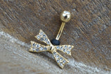 Bow Gold Belly Button Ring - Gift Under 15 - Gift for Her