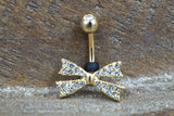 Bow Gold Belly Button Ring - Gift Under 15 - Gift for Her