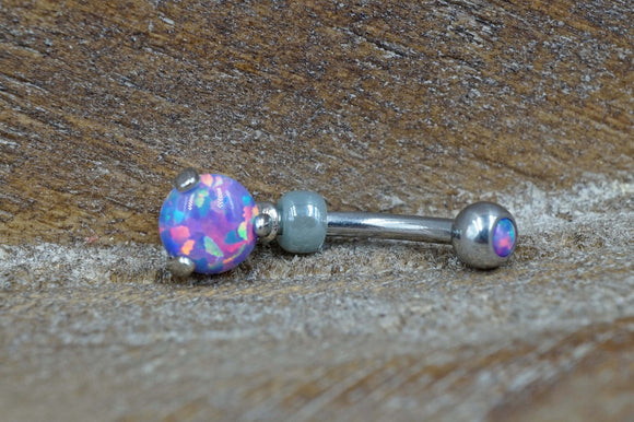 Simple Purple Opal Belly Button Ring - Gift Under 20 - Gift for Women Teens