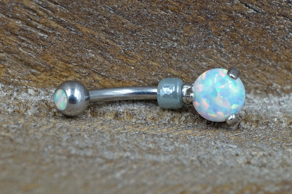 Simple White Opal Belly Button Ring - Gift Under 20 - Gift for Women Teens