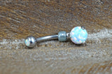 Simple White Opal Belly Button Ring - Gift Under 20 - Gift for Women Teens