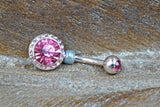 Pink CZ Rose Gold Belly Button Ring Jewelry