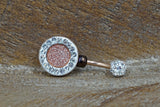 Rose Gold Druzy Belly Button Ring - Rose Gold Navel Ring