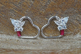 16 Gauge Platinum CZ Butterfly Daith Rook Heart Hoop Ring