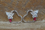 16 Gauge Platinum CZ Butterfly Daith Rook Heart Hoop Ring