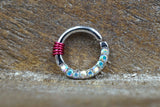 Half Circle Aurora Borealis Lined Tiny Hoop Septum Ring - Daith Piercing - Simple Rook Earring Hoop