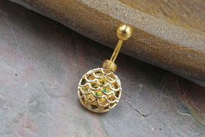 Opal Mermaid Fish Scale Gold Belly Button Ring