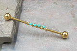 14 Gauge or 16 Gauge Turquoise Gold Industrial Barbell Silver, or Rose Gold