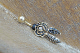 Gold Belly Rings - Rose Flower Belly Button Rings