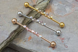 Aurora Borealis 14g Industrial Barbell Beaded Scaffold Piercing Silver, Gold or Rose Gold