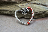 16 Gauge Rose Flower Heart Hoop Daith Rook Hoop Ring Daith