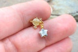 Golden Saturn and Star Stud Cartilage Earring Piercing 16g