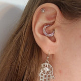 Aurora Borealis Daith Piercing Rook Earring Hoop Silver Clicker