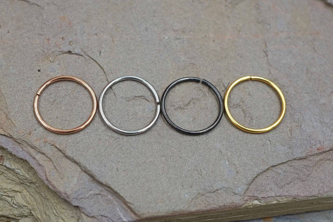 Black 16g 18g 20g Rose Gold Hoop Beaded Hoop Earring Nose Hoop