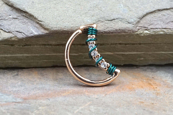 Moon Rose Gold Septum Ring Rose Gold Daith Piercing Rook Earring Hoop