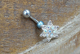 Aurora Borealis Silver Snowflake Belly Button Rings - Winter Belly Button Ring