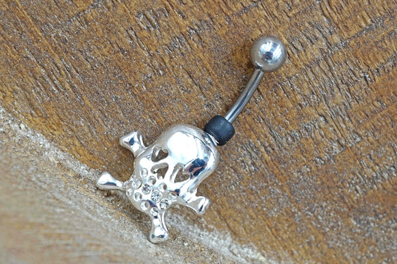 Skull and Cross Bones Belly Button Jewelry Ring