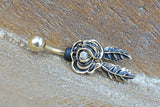 Gold Belly Rings - Rose Flower Belly Button Rings