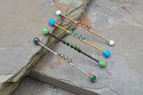 Opal 16g Industrial Barbell Beaded Scaffold Piercing