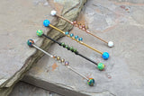 Opal 16g Industrial Barbell Beaded Scaffold Piercing