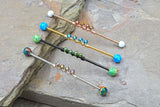 Opal 16g Industrial Barbell Beaded Scaffold Piercing