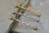 Aurora Borealis 14g Industrial Barbell Beaded Scaffold Piercing Silver, Gold or Rose Gold