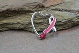 16 Gauge Breast Cancer Awareness Ribbon Heart Hoop Daith Rook Hoop Ring Daith