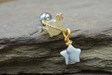 Golden Saturn and Star Stud Cartilage Earring Piercing 16g