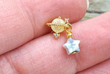 Golden Saturn and Star Stud Cartilage Earring Piercing 16g