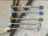 14g Industrial Barbell Beaded Scaffold Piercing Druzy