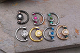 16g or 18g Opal  Crescent Moon Helix Rook Daith Piercing Rook Earring Hoop Septum Cartilage