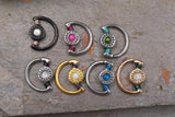 16g or 18g Opal  Crescent Moon Helix Rook Daith Piercing Rook Earring Hoop Septum Cartilage