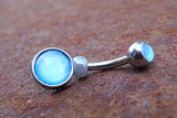 Blue Illuminating Stone 316L Surgical Steel Belly Button Navel Ring