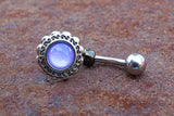 Purple Illuminating Stone Flower 316L Surgical Steel Belly Button Navel Ring