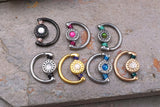 16g or 18g Opal  Crescent Moon Helix Rook Daith Piercing Rook Earring Hoop Septum Cartilage