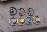 16g or 18g Opal  Crescent Moon Helix Rook Daith Piercing Rook Earring Hoop Septum Cartilage