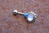 Illuminating Stone Flower 316L Surgical Steel Belly Button Navel Ring