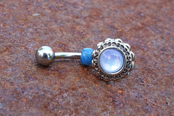 Illuminating Stone Flower 316L Surgical Steel Belly Button Navel Ring