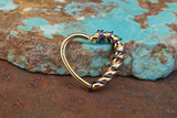 16 Gauge Gold Daith Rook Twisted Braided Heart Hoop Ring Daith Septum Hoop