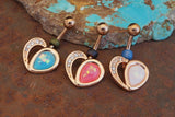 Crystal Paved Opal Heart Rose Gold Belly Button Navel Rings