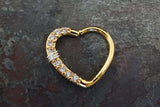 16 Gauge Yellow Gold Heart Daith Rook Hoop Earring Conch Cartilage