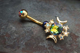 Gold Sun and Moon Belly Button Ring