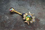 Gold Sun and Moon Belly Button Ring