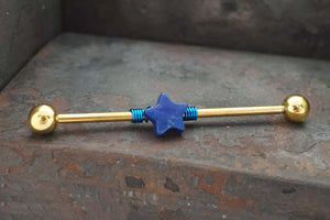 Celestial Blue Lapis Star Industrial Barbell 14g 16g Scaffold