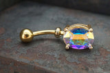 AB Aurora Borealis Yellow Gold Belly Ring